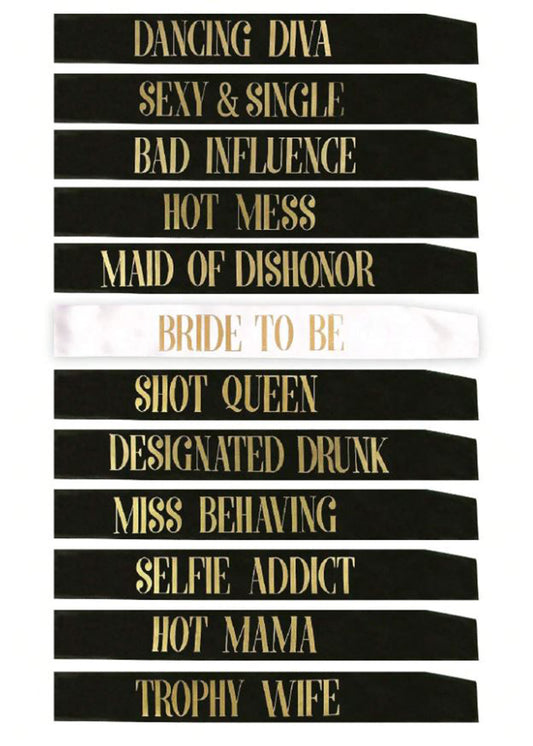 Novety Gift For A Bachelorette Party - 12 Piece Sash Set - BuyAbility
