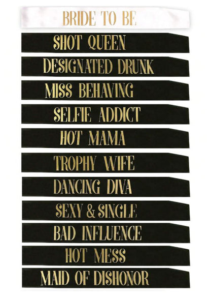 Novety Gift For A Bachelorette Party - 12 Piece Sash Set - BuyAbility