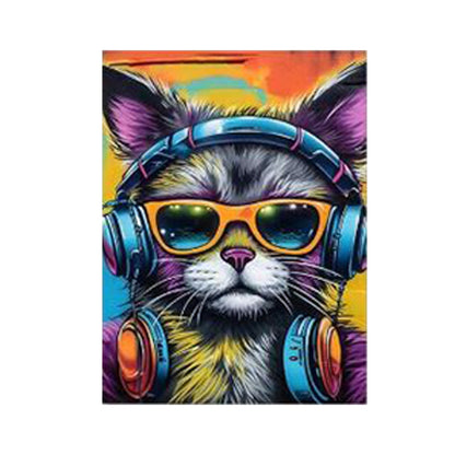 Music Cat - Framed Canvas Wall Art