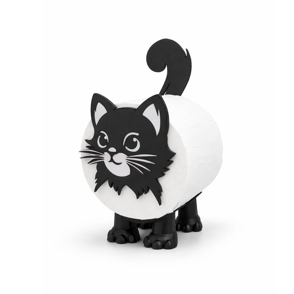 Black Cat Toilet Paper Holder with Toilet Paper Roll Included - BuyAbility