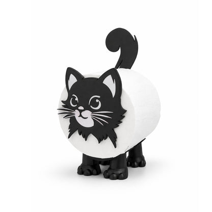 Black Cat Toilet Paper Holder with Toilet Paper Roll Included - BuyAbility
