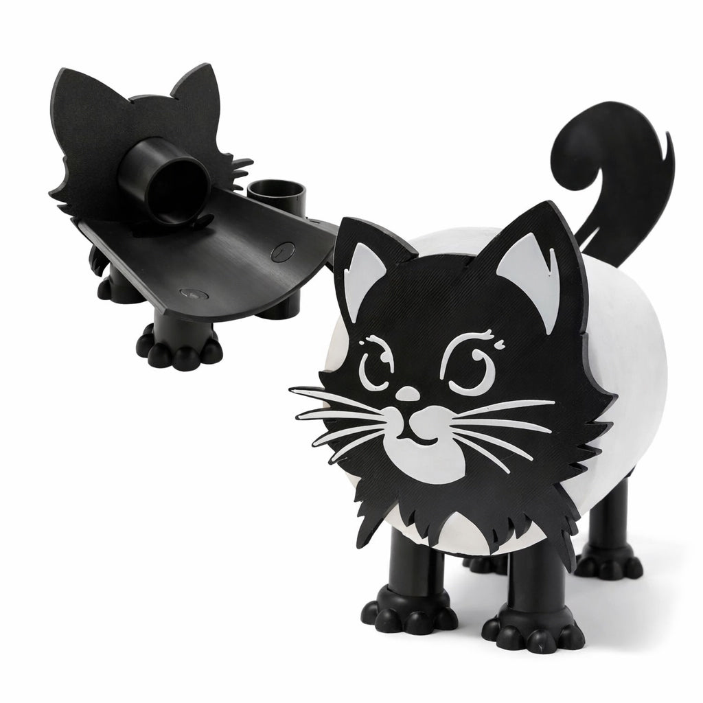 Black Cat Toilet Paper Holder with Toilet Paper Roll Included - BuyAbility