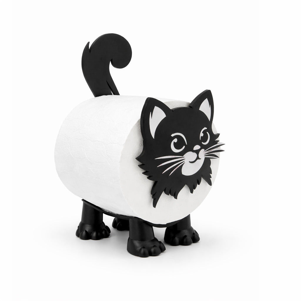 Black Cat Toilet Paper Holder with Toilet Paper Roll Included - BuyAbility