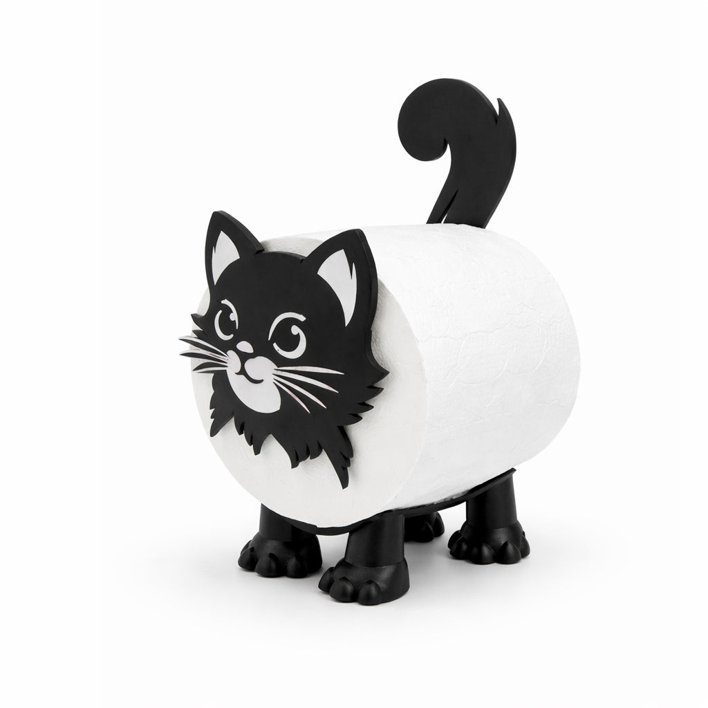 Black Cat Toilet Paper Holder with Toilet Paper Roll Included - BuyAbility