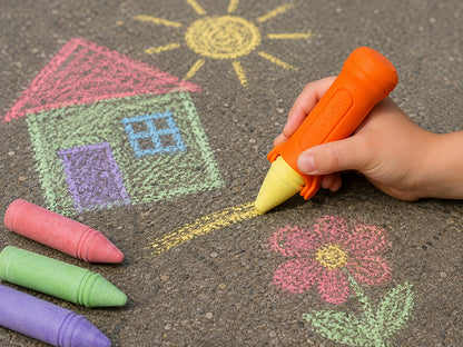 Jumbo Pavement Chalk Set with Easy-Grip Holder - 4 Colours