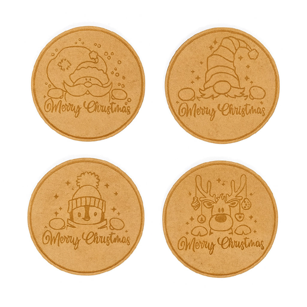Wooden "Merry Christmas" Coaster Set - 6 piece