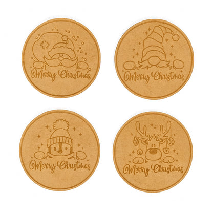 Wooden "Merry Christmas" Coaster Set - 6 piece