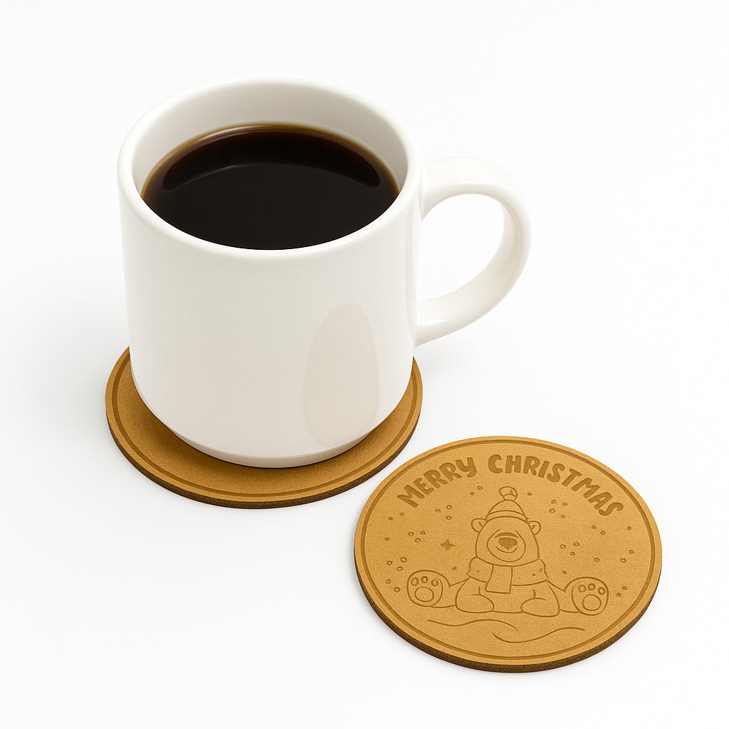 Wooden "Merry Christmas" Coaster Set - 6 piece