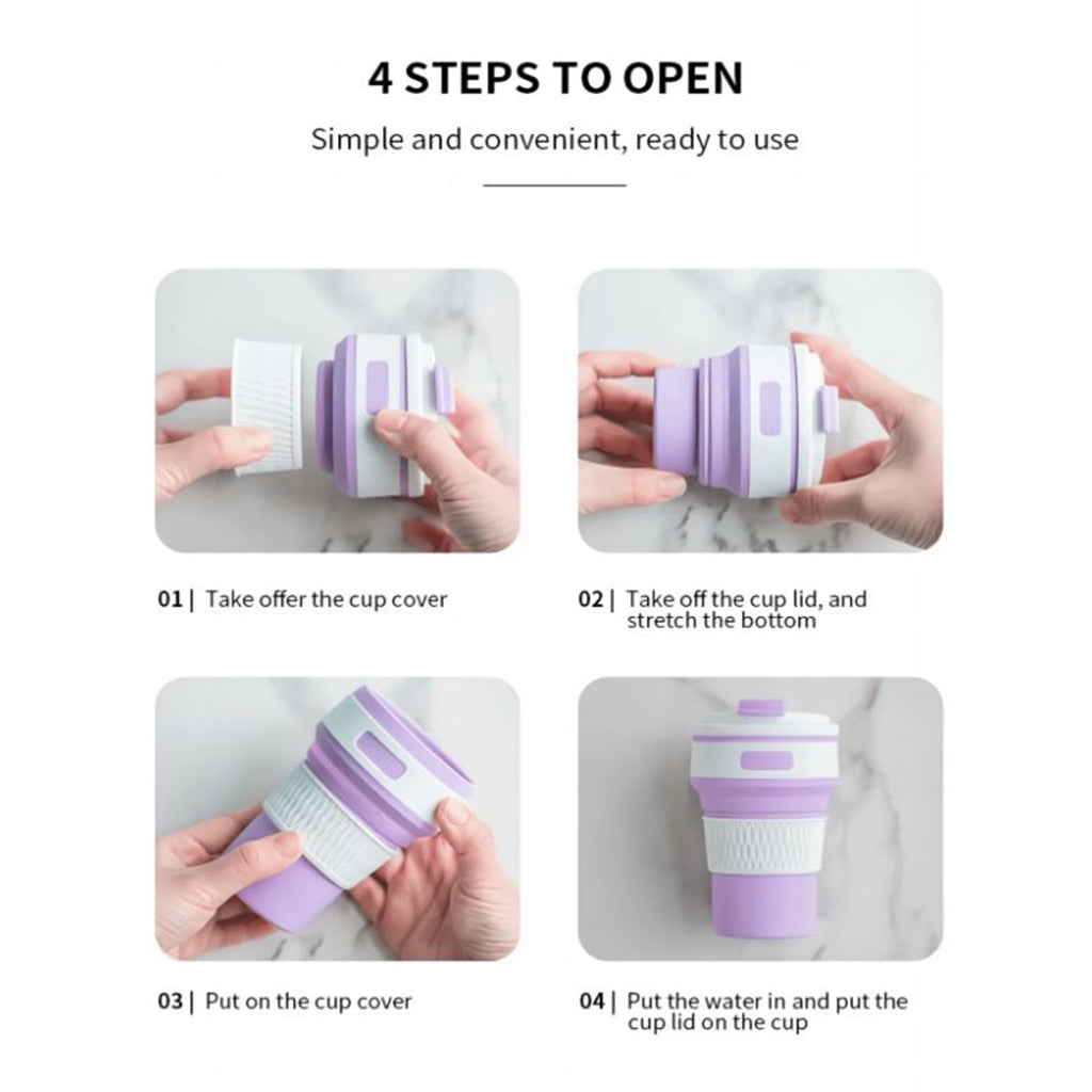350ml Collapsible Leak Proof Travel Silicone Coffee Cup - BuyAbility
