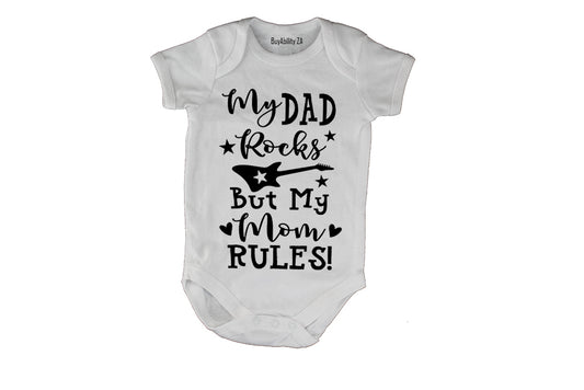 Dad Rocks, Mom Rules - Baby Grow