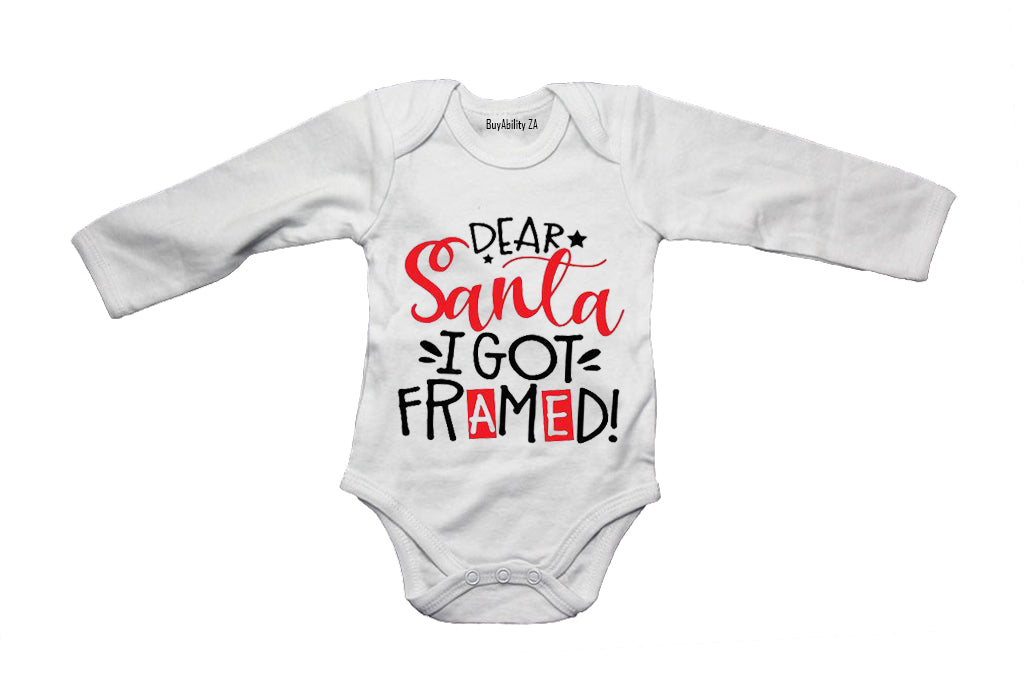 Dear Santa, I Got Framed - Christmas - Baby Grow