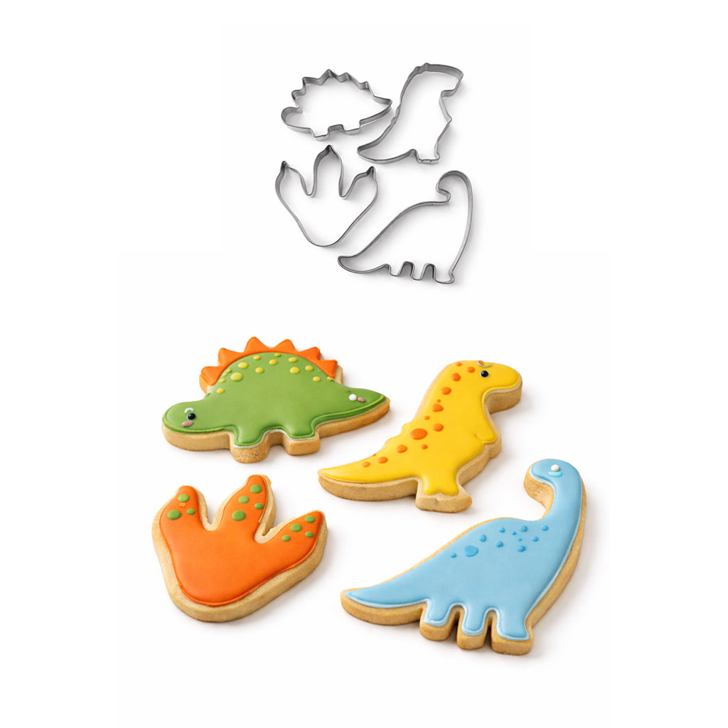 4-Piece Stainless Steel Dinosaur Cookie Cutter Set - BuyAbility