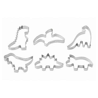6-Piece Stainless Steel Dinosaur Cookie Cutter Set