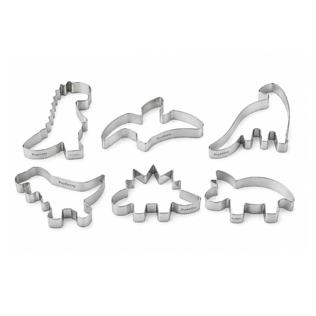 6-Piece Stainless Steel Dinosaur Cookie Cutter Set