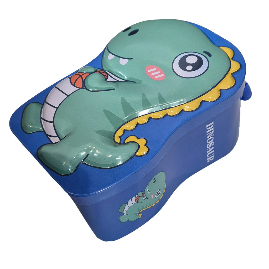 Blue Dinosaur Metal Coin Bank