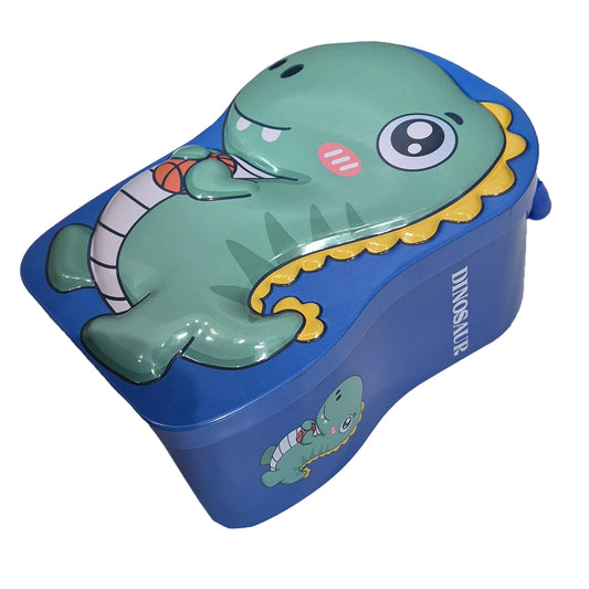 Blue Dinosaur Metal Coin Bank