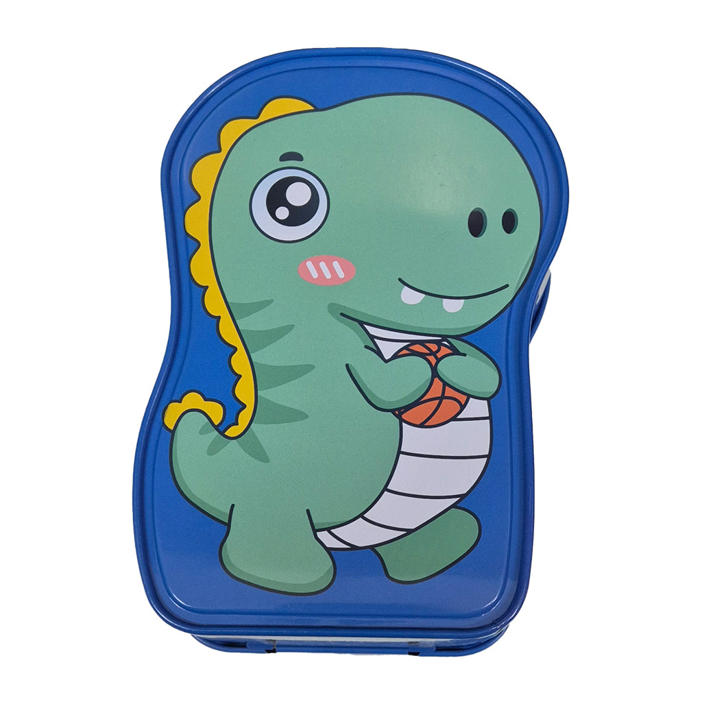 Blue Dinosaur Metal Coin Bank