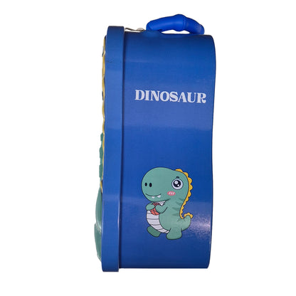 Blue Dinosaur Metal Coin Bank