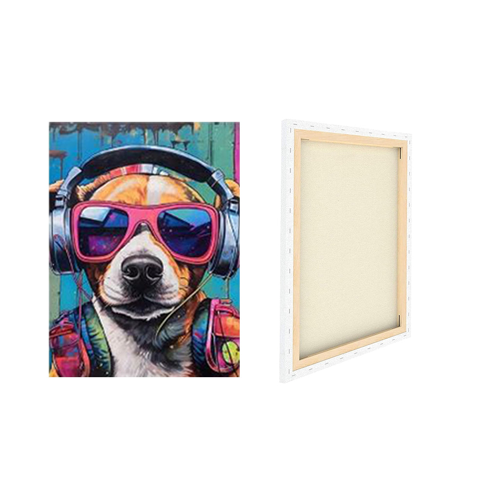 Music Dog - Framed Canvas Wall Art