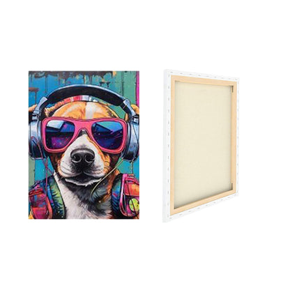 Music Dog - Framed Canvas Wall Art