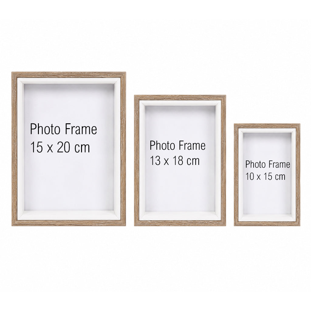 Wooden Photo Frame Set - 3-Piece Shadow Box Display - BuyAbility