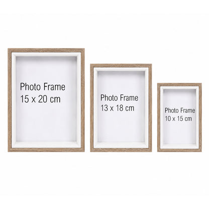 Wooden Photo Frame Set - 3-Piece Shadow Box Display - BuyAbility