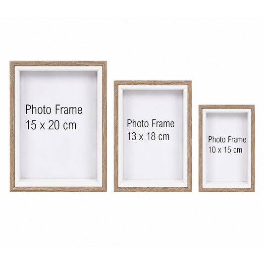 Wooden Photo Frame Set - 3-Piece Shadow Box Display - BuyAbility