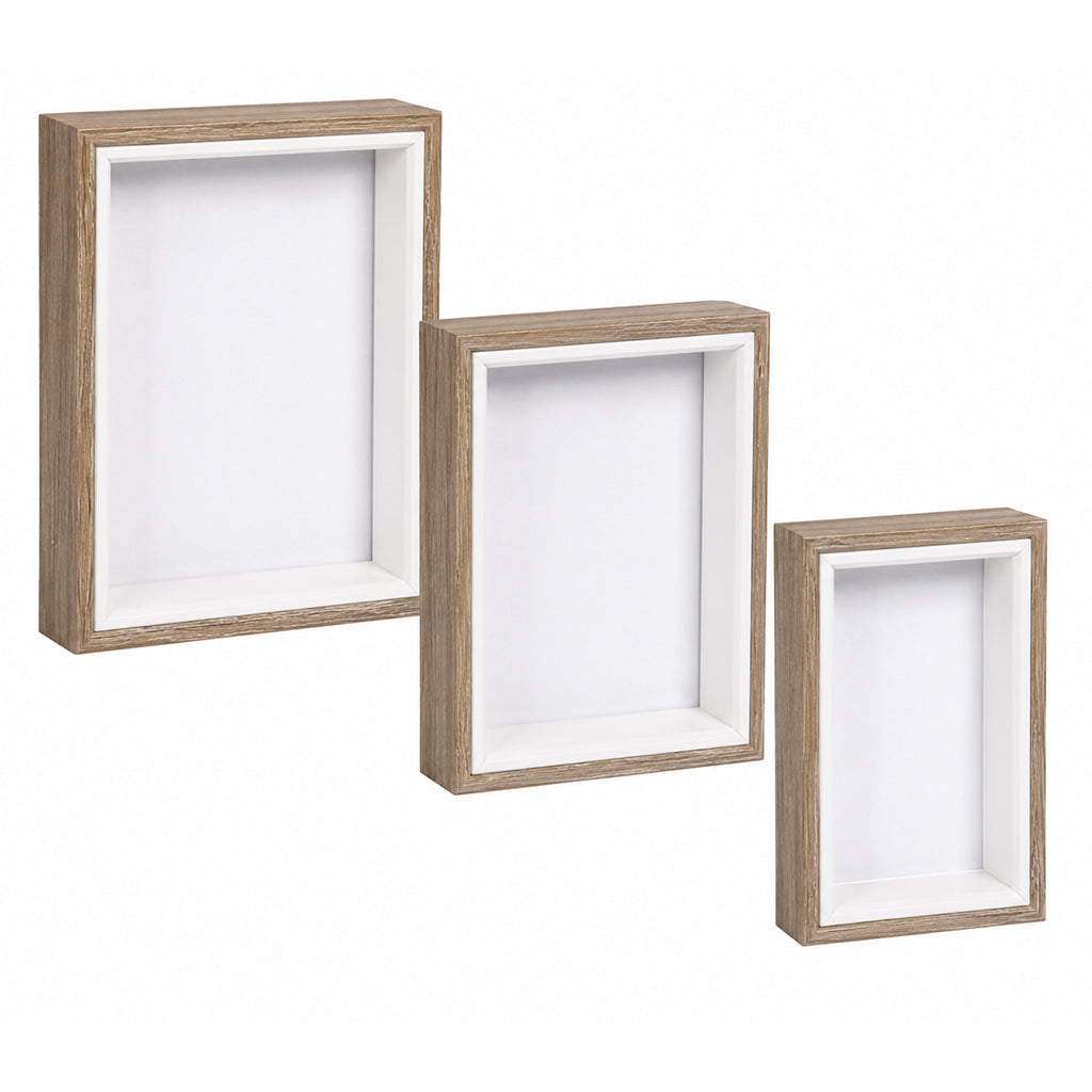 Wooden Photo Frame Set - 3-Piece Shadow Box Display - BuyAbility