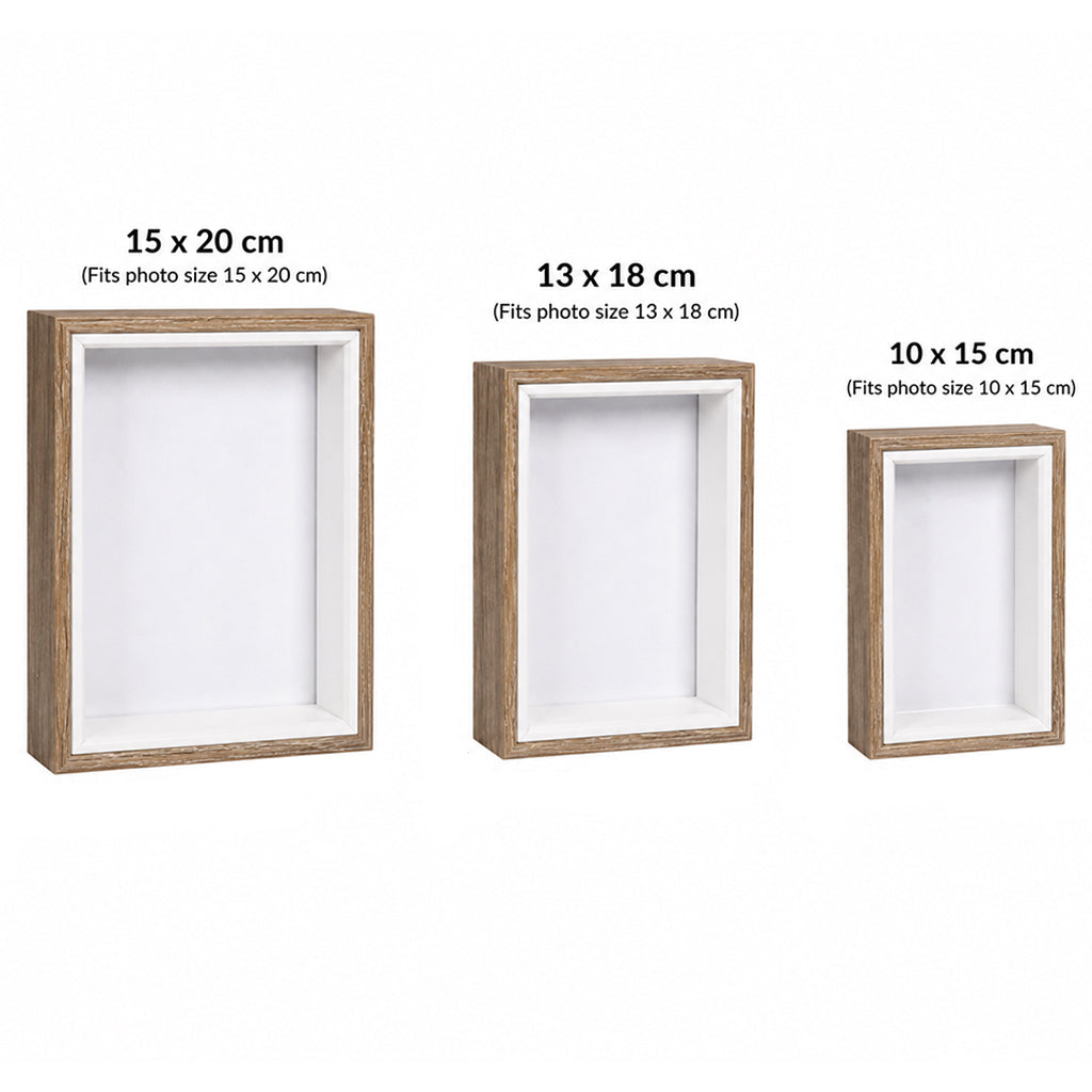 Wooden Photo Frame Set - 3-Piece Shadow Box Display - BuyAbility