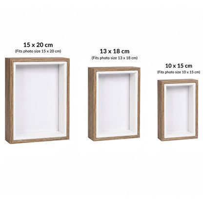Wooden Photo Frame Set - 3-Piece Shadow Box Display - BuyAbility