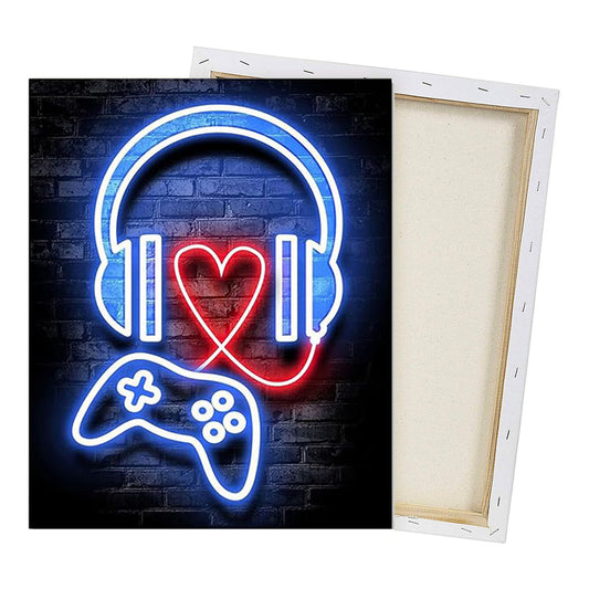 Love Gaming - Framed Canvas Wall Art
