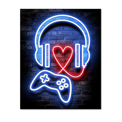 Love Gaming - Framed Canvas Wall Art