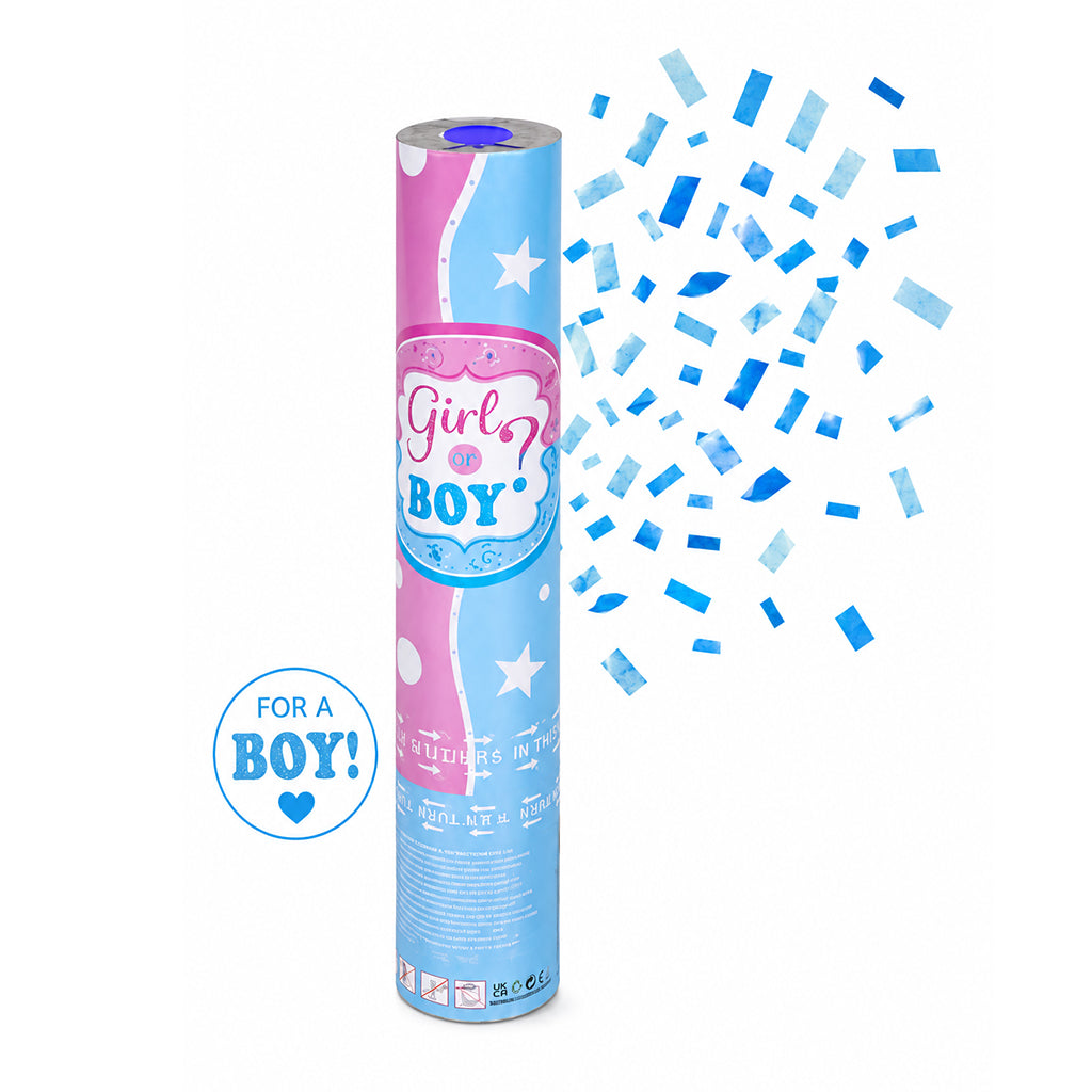 Gender Reveal Confetti Party Popper - Blue - Boys - BuyAbility
