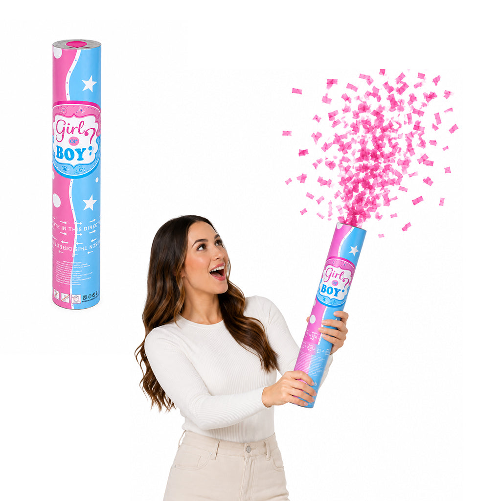Gender Reveal Confetti Party Popper - Pink - Girls - BuyAbility