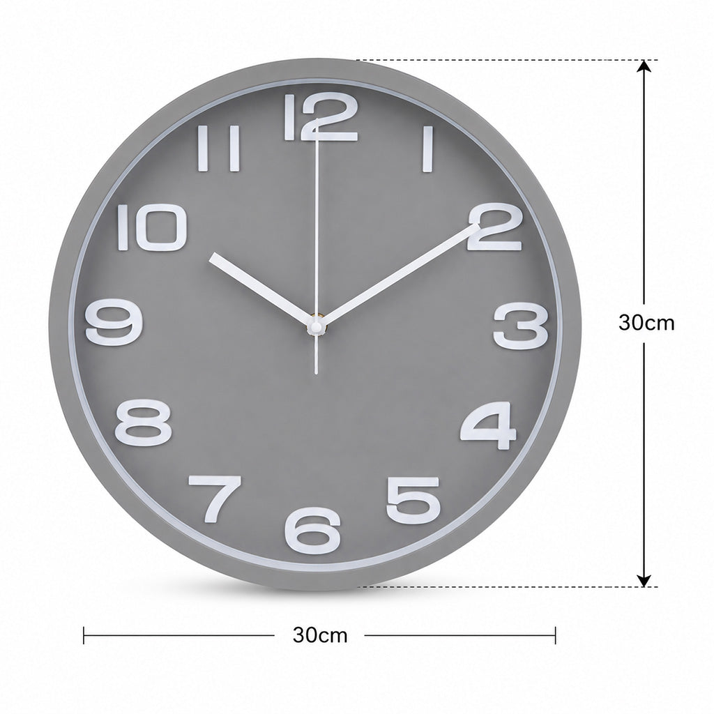 Grey & White 30cm Clock - BuyAbility