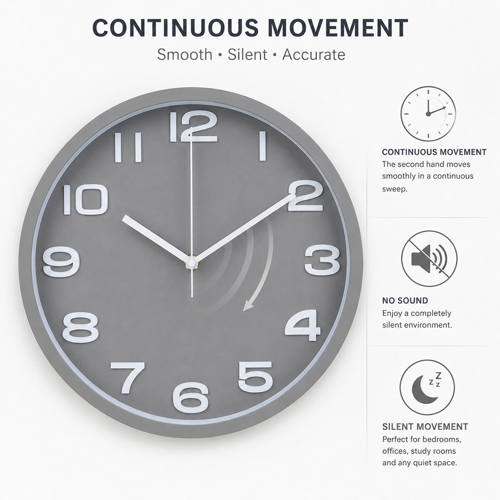 Grey & White 30cm Clock - BuyAbility