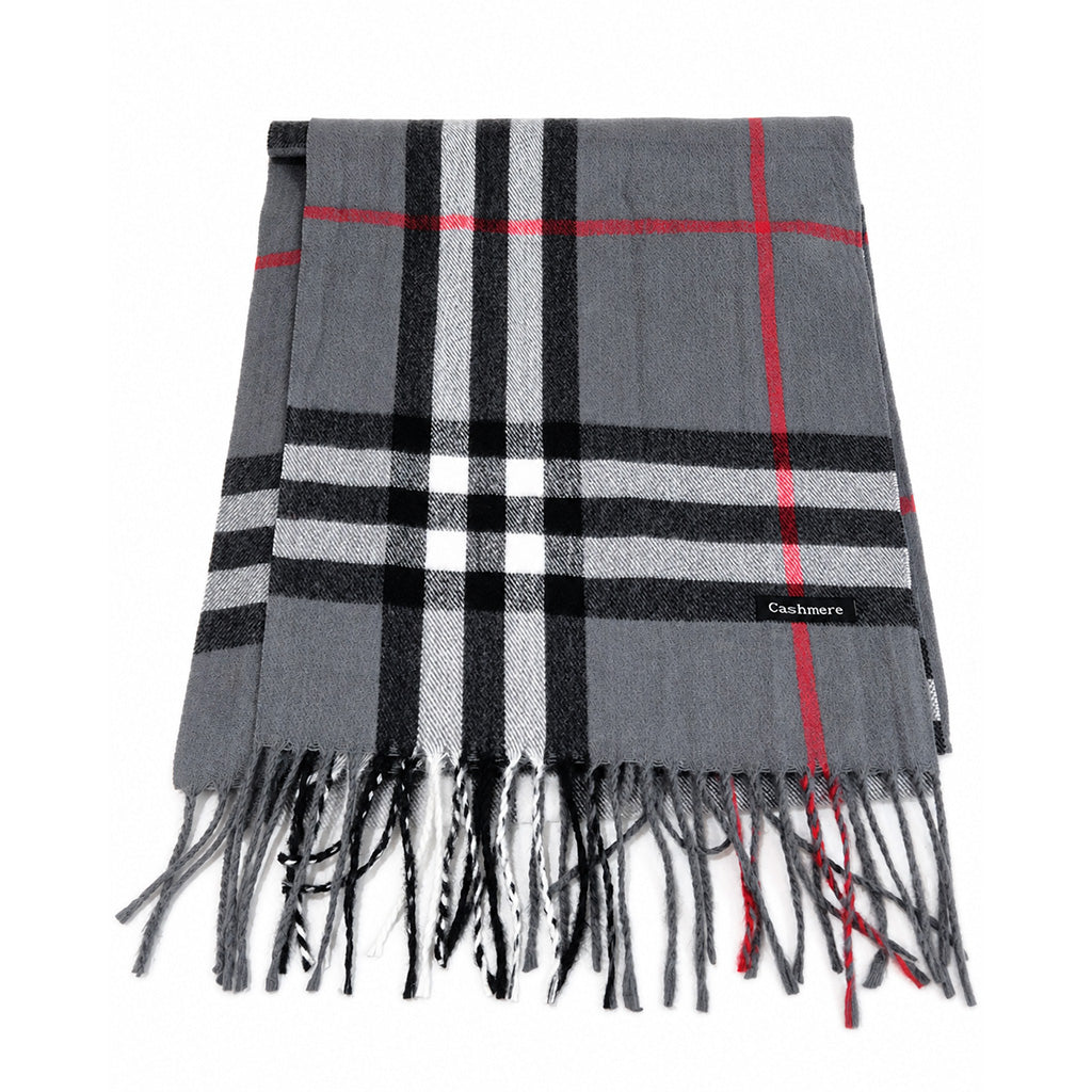 Grey Plaid Cashmere Scarf - BuyAbility
