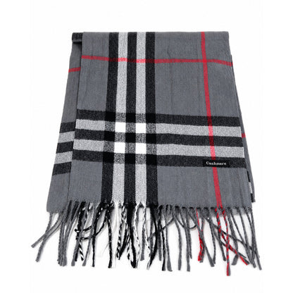 Grey Plaid Cashmere Scarf - BuyAbility