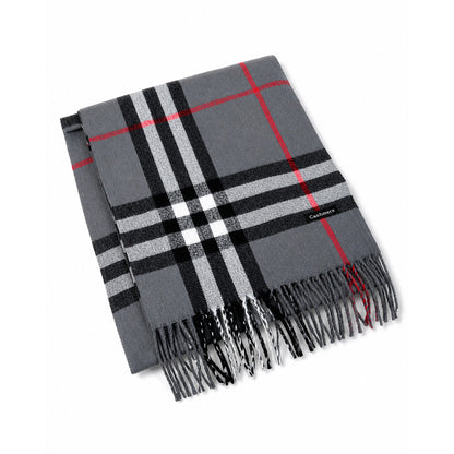 Grey Plaid Cashmere Scarf - BuyAbility