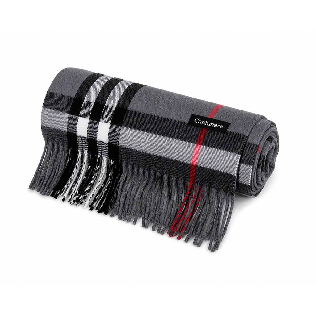 Grey Plaid Cashmere Scarf - BuyAbility