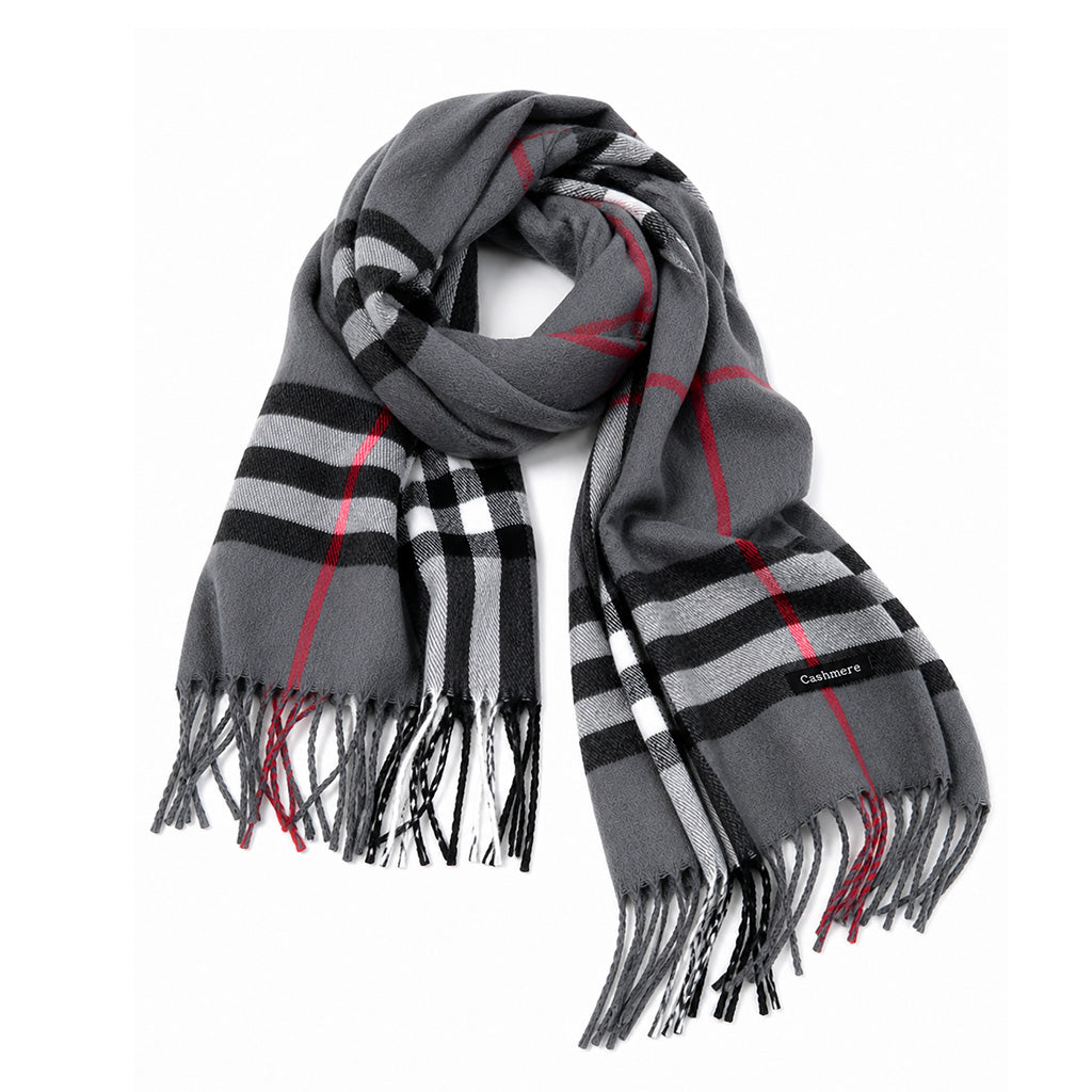 Grey Plaid Cashmere Scarf - BuyAbility
