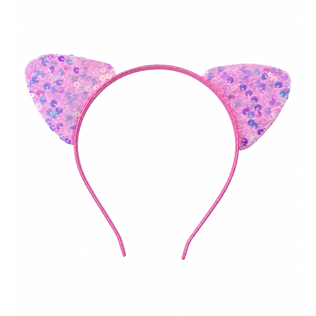 Sequin Sparkle Cat Ears Headband Pink - BuyAbility