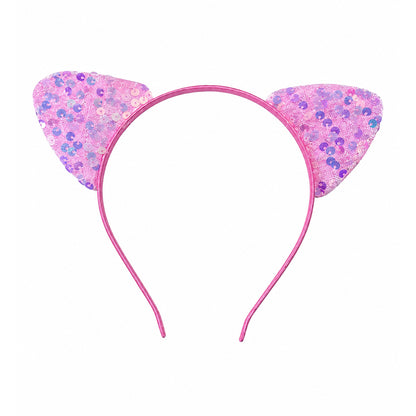 Sequin Sparkle Cat Ears Headband Pink - BuyAbility