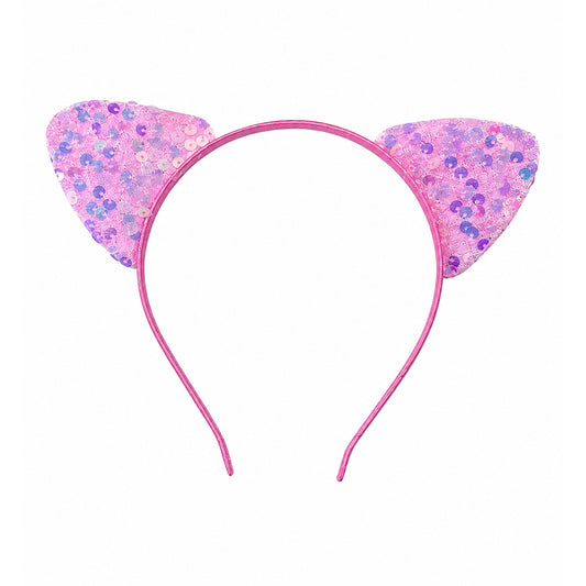 Sequin Sparkle Cat Ears Headband Pink - BuyAbility