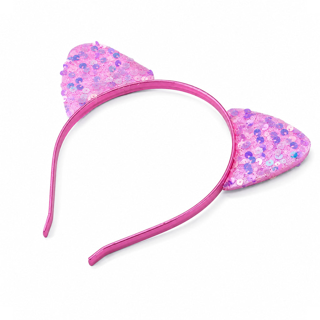 Sequin Sparkle Cat Ears Headband Pink - BuyAbility
