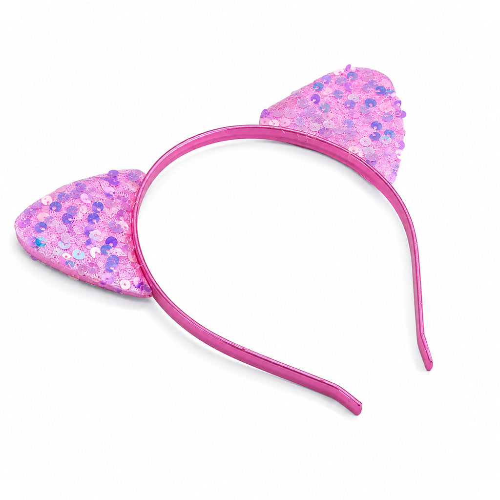 Sequin Sparkle Cat Ears Headband Pink - BuyAbility