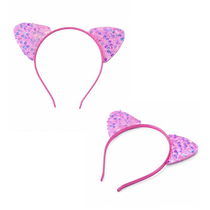 Sequin Sparkle Cat Ears Headband Pink - BuyAbility