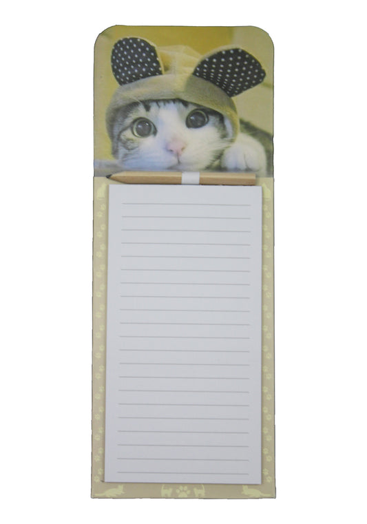 Headband Cat - Magnetic Novelty Shopping List Pad With Pencil