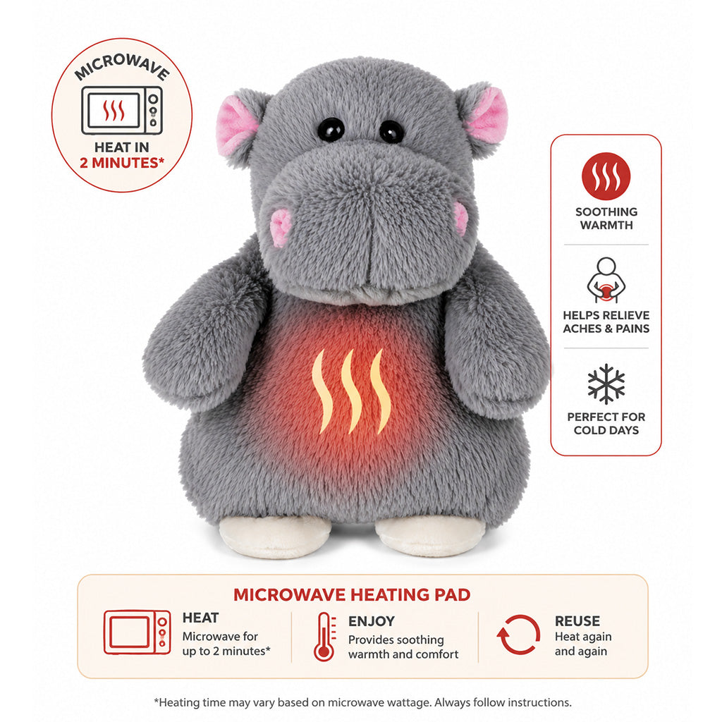 Grey Hippo Microwavable Plush Heating Pad - BuyAbility