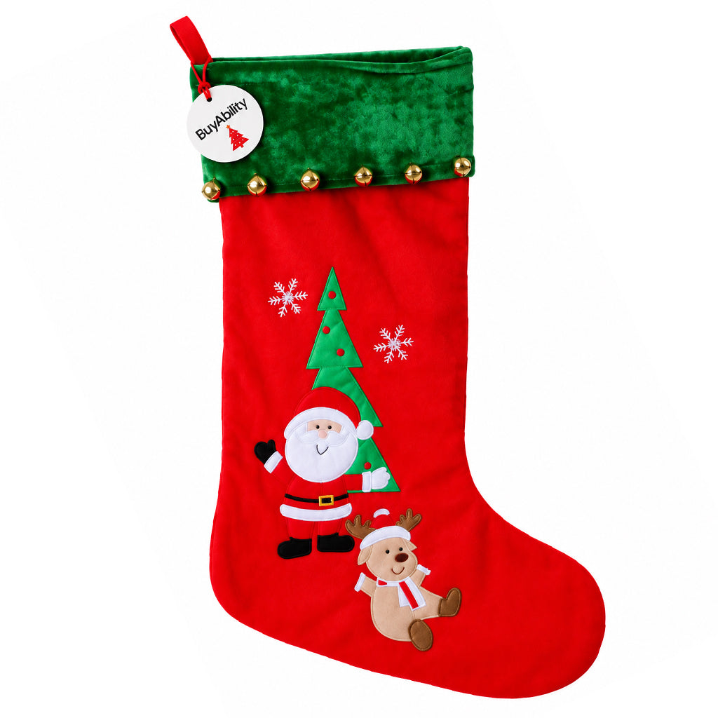 Extra Large Christmas Stocking with Bells - 60cm